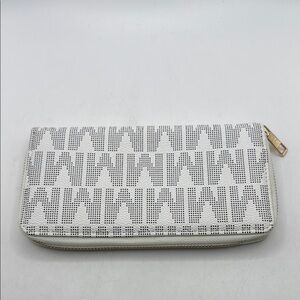 MKF Collection White Patterned M Zip Around Accordion Womens Wallet Card Holder